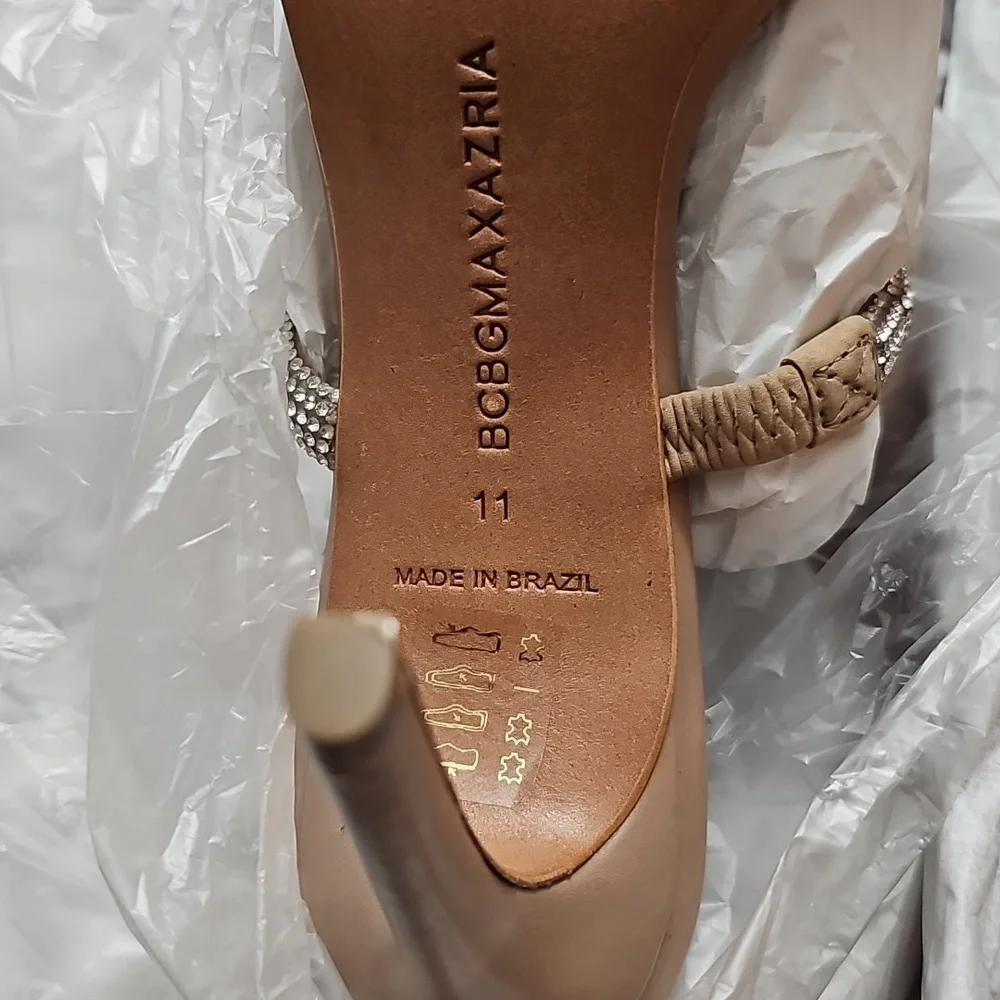 BCBGMAXAZRIA Duponi Leather Palomino Rhinestones Stiletto Sandals Size - Picture 14 of 15